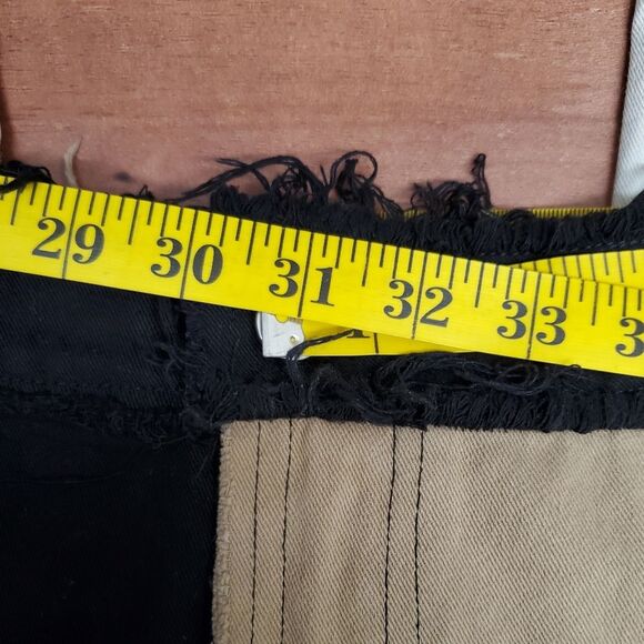 Shein Patchwork Stringy Pants Jeans in Black, White and Tan Size L - Picture 9 of 9